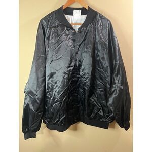 American Fit USA Bomber Jacket‎ Satin Lightweight Snap Front Black 4XL